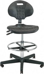 Bevco - 21 to 31" High Adjustable Height Swivel Stool - 27" Wide x 27" Deep, Polyurethane Seat, Black - Industrial Tool & Supply