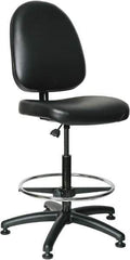 Bevco - 24 to 34" High Adjustable Height Swivel Stool - 27" Wide x 27" Deep, Vinyl Seat, Black - Industrial Tool & Supply