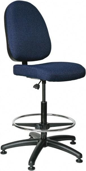 Bevco - 24 to 34" High Adjustable Height Swivel Stool - 27" Wide x 27" Deep, 100% Olefin Seat, Navy - Industrial Tool & Supply
