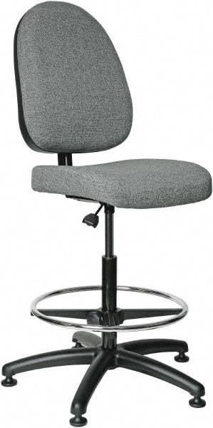 Bevco - 24 to 34" High Adjustable Height Swivel Stool - 27" Wide x 27" Deep, 100% Olefin Seat, Gray - Industrial Tool & Supply