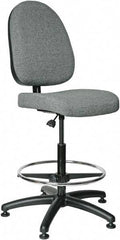 Bevco - 24 to 34" High Adjustable Height Swivel Stool - 27" Wide x 27" Deep, 100% Olefin Seat, Gray - Industrial Tool & Supply