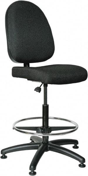 Bevco - 24 to 34" High Adjustable Height Swivel Stool - 27" Wide x 27" Deep, 100% Olefin Seat, Black - Industrial Tool & Supply