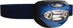 Energizer - White LED Bulb, 80 Lumens, Hands-free Flashlight - Blue Plastic Body, 3 AAA Alkaline Batteries Included - Industrial Tool & Supply