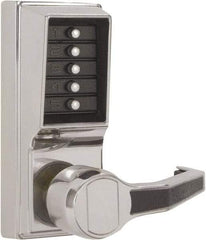 Kaba Access - Combination Entry Lever Lockset - 2-3/4" Back Set, No Cylinder, Zamak3, Satin Chrome Finish - Industrial Tool & Supply