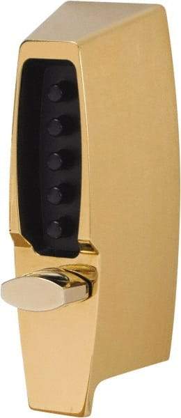Kaba Access - 1-3/8 to 2-1/4" Door Thickness, Bright Brass Finish, Push Button Deadbolt - Nonhanded Handling, Combination Override, Keyless Cylinder - Industrial Tool & Supply