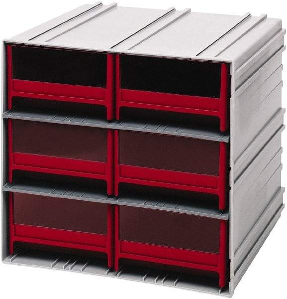 Quantum Storage - 6 Drawer, 6 Compartment, Small Parts Drawer Cabinet System - 11-3/8" Deep x 11-3/4" Wide x 11" High - Industrial Tool & Supply