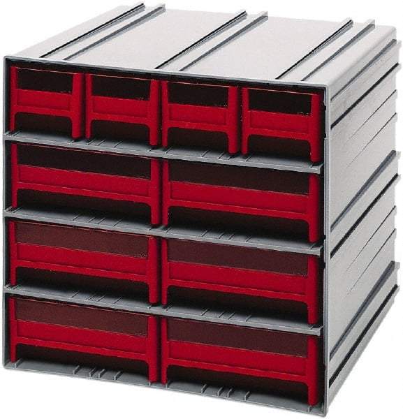 Quantum Storage - 10 Drawer, 10 Compartment, Small Parts Drawer Cabinet System - 11-3/4" Deep x 11-3/4" Wide x 11" High - Industrial Tool & Supply