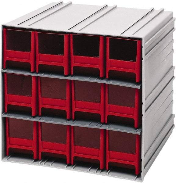 Quantum Storage - 12 Drawer, 12 Compartment, Small Parts Drawer Cabinet System - 11-3/8" Deep x 11-3/4" Wide x 11" High - Industrial Tool & Supply