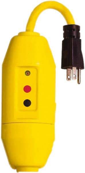 Tower - 1 Outlet, 125 Volt, 15 Amp, Yellow, Load Side User Attachable Inline GFCI - 1-15P NEMA Configuration, cUL, UL File E174279 - Industrial Tool & Supply