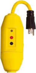 Tower - 1 Outlet, 125 Volt, 15 Amp, Yellow, Load Side User Attachable Inline GFCI - 1-15P NEMA Configuration, cUL, UL File E174279 - Industrial Tool & Supply