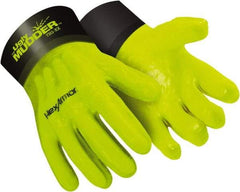 HexArmor - Size L (9), 14" Long, Supported, PVC Chemical Resistant Gloves - Smooth Finish, Cotton Lined, Safety Cuff, Hi-Viz Yellow - Industrial Tool & Supply