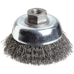 Vortec Pro 3″ Crimped Wire Cup Brush, .014″ Steel Fill, M10x1.25 Nut, Retail Pack - Industrial Tool & Supply