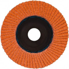 Norton - 36 Grit, 7" Disc Diam, 7/8" Center Hole, Type 27 Ceramic Alumina Flap Disc - 8,600 Max RPM, Plastic Backing, Arbor Attaching System, Coated - Industrial Tool & Supply