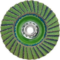 Norton - 36 Grit, 4-1/2" Disc Diam, 5/8-11 Center Hole, Type 27 Aluminum Oxide Flap Disc - 13,300 Max RPM, Plastic Backing, Coated - Industrial Tool & Supply