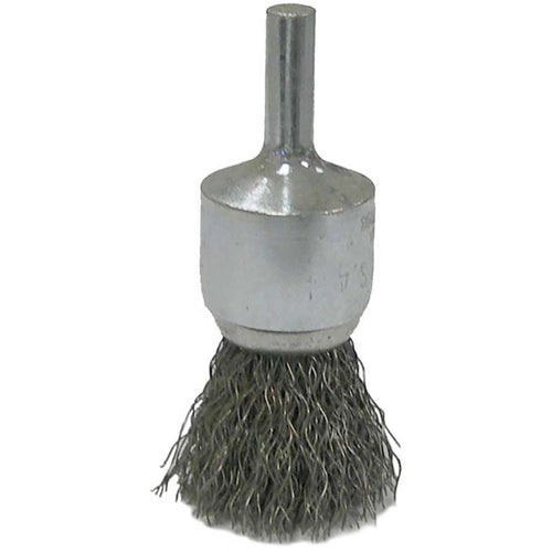 Vortec Pro 3/4″ Crimped Wire End Brush, .014″ Steel Fill, 1/4″ Stem, Retail Pack - Industrial Tool & Supply