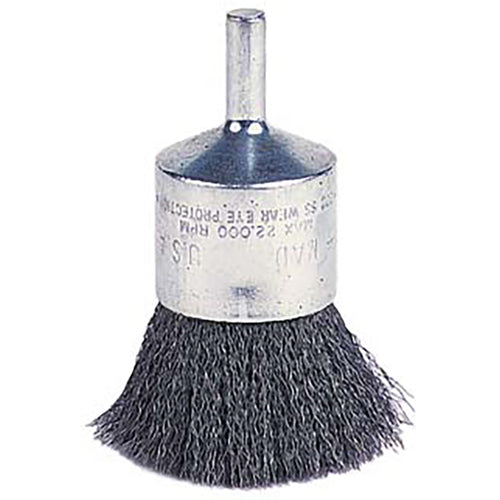 Vortec Pro 1″ Crimped Wire End Brush, .014″ Steel Fill, 1/4″ Stem, Retail Pack - Industrial Tool & Supply