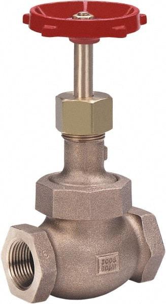 Milwaukee Valve - 1/4" Pipe, Threaded (NPT) Ends, Bronze Integral Globe Valve - Bronze Disc, Union Bonnet, 600 psi WOG, 300 psi WSP, Class 300 - Industrial Tool & Supply