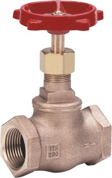 Milwaukee Valve - 1/2" Pipe, Threaded (NPT) Ends, Bronze Integral Globe Valve - Bronze Disc, Threaded Bonnet, 200 psi WOG, 125 psi WSP, Class 125 - Industrial Tool & Supply