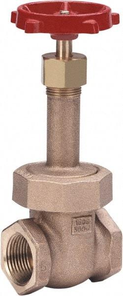 Milwaukee Valve - 3/8" Pipe, Class 150, Threaded (NPT) Bronze Solid Wedge Gate Valve - 300 WOG, 150 WSP, Union Bonnet, For Use with Water, Oil & Gas - Industrial Tool & Supply