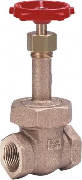 Milwaukee Valve - 1-1/4" Pipe, Class 300, Threaded (NPT) Bronze Solid Wedge Gate Valve - 1,000 WOG, 300 WSP, Union Bonnet, For Use with Water, Oil & Gas - Industrial Tool & Supply