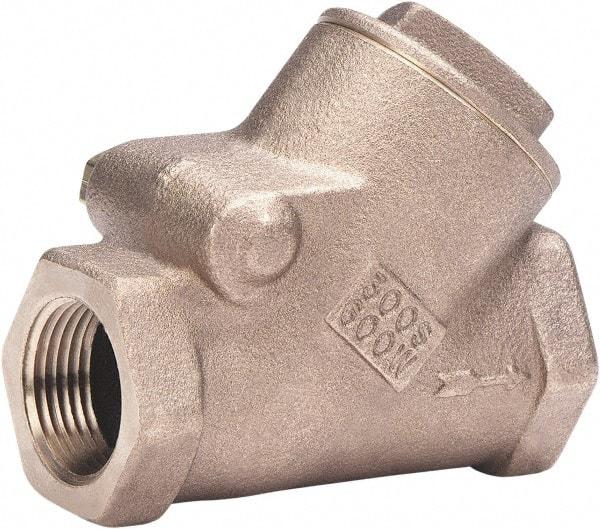 Milwaukee Valve - 1" Bronze Check Valve - Check Valve, Threaded (NPT), 600 WOG - Industrial Tool & Supply