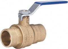 Milwaukee Valve - 1/2" Pipe, Full Port, Brass Full Port Ball Valve - 2 Piece, Solder Ends, Lever Handle, 600 WOG, 150 WSP - Industrial Tool & Supply