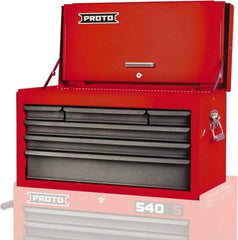 Proto - 6 Drawer Top Tool Chest - 27" Wide x 12" Deep x 15" High, Steel, Gray - Industrial Tool & Supply