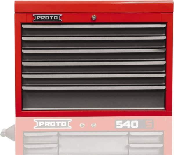 Proto - 6 Drawer Top Tool Chest - 27" Wide x 18" Deep x 19" High, Steel, Safety Red/Gray - Industrial Tool & Supply