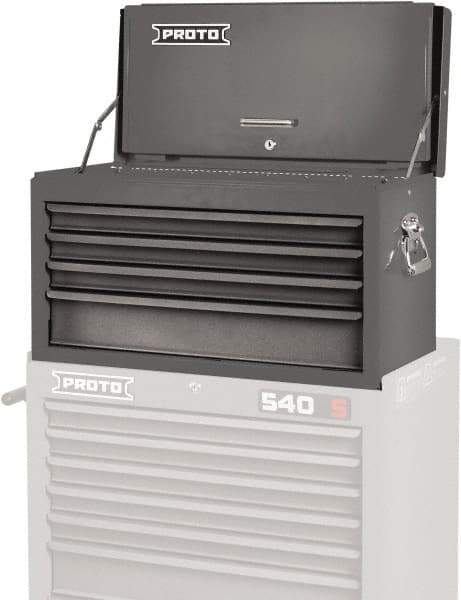 Proto - 4 Drawer Top Tool Chest - 27" Wide x 12" Deep x 15" High, Steel, Gray - Industrial Tool & Supply