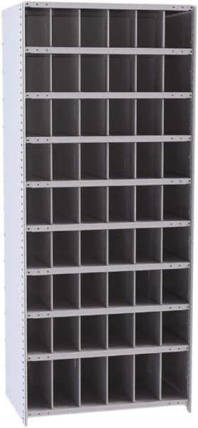 Hallowell - 54 Bin Closed Industrial Bin Shelving - 36 Inch Overall Width x 24 Inch Overall Depth x 87 Inch Overall Height, Gray Metal Bins - Industrial Tool & Supply
