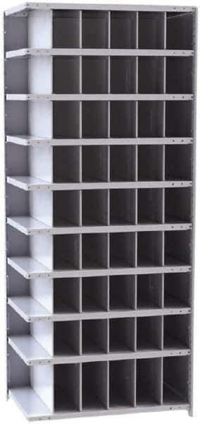 Hallowell - 54 Bin Closed Industrial Bin Shelving - 36 Inch Overall Width x 24 Inch Overall Depth x 87 Inch Overall Height, Gray Metal Bins - Industrial Tool & Supply