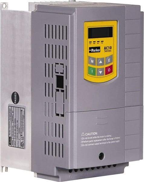 Parker - Three Phase, 460 Volt, 7-1/2 hp, Variable Frequency Drive - 5.43" Wide x 5.98" Deep x 9-1/4" High, IP20 - Industrial Tool & Supply