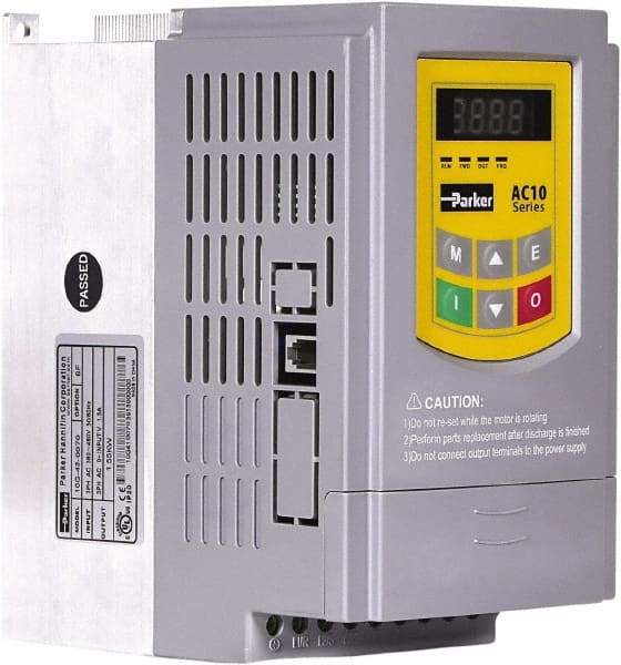 Parker - Three Phase, 460 Volt, 2 hp, Variable Frequency Drive - 4.17" Wide x 5.91" Deep x 7.09" High, IP20 - Industrial Tool & Supply