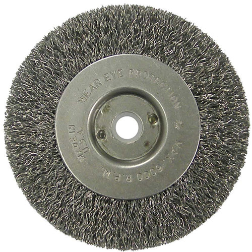 ‎Vortec Pro 4″ Crimped Wire Wheel, .014″ Steel Fill, Narrow Face, 1/2″-3/8″ Arbor Hole, Retail Pack - Industrial Tool & Supply