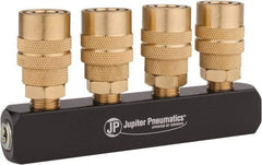 Value Collection - 1/4" Inlet, 1/4" Outlet Manifold - 4.9" Long 1 Inlet Port, 4 Outlet Ports - Industrial Tool & Supply