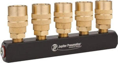 Value Collection - 1/4" Inlet, 1/4" Outlet Manifold - 6.1" Long 1 Inlet Port, 5 Outlet Ports - Industrial Tool & Supply