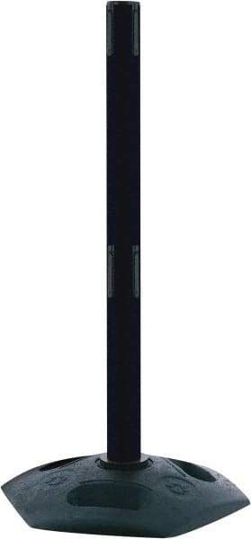 Tensator - 57" High, 2-1/2" Pole Diam, Receiver Post - 19" Base Diam, Octagon Recycled Rubber Base, Red Plastic Post, Tape, Dual Line Tape, For Outdoor Use - Industrial Tool & Supply