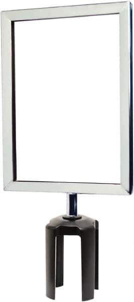 Tensator - 11-1/2" High x 11-1/2" Long x 7-1/2" Wide Barrier Sign Frame - Powder Coated Steel, Polished Chrome Finish, Polished Chrome, Use with Tensabarrier - Industrial Tool & Supply