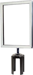 Tensator - 11-1/2" High x 11-1/2" Long x 7-1/2" Wide Barrier Sign Frame - Powder Coated Steel, Polished Chrome Finish, Polished Chrome, Use with Tensabarrier - Industrial Tool & Supply