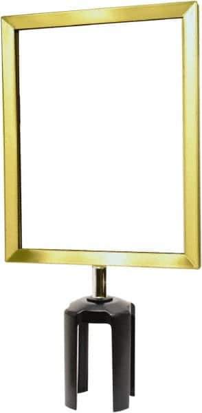 Tensator - 11-1/2" High x 11-1/2" Long x 9" Wide Barrier Sign Frame - Powder Coated Steel, Satin Brass Finish, Satin Brass, Use with Tensabarrier - Industrial Tool & Supply
