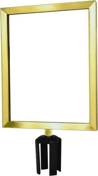 Tensator - 14-1/2" High x 14-1/2" Long x 11-1/2" Wide Barrier Sign Frame - Powder Coated Steel, Satin Brass Finish, Satin Brass, Use with Tensabarrier - Industrial Tool & Supply