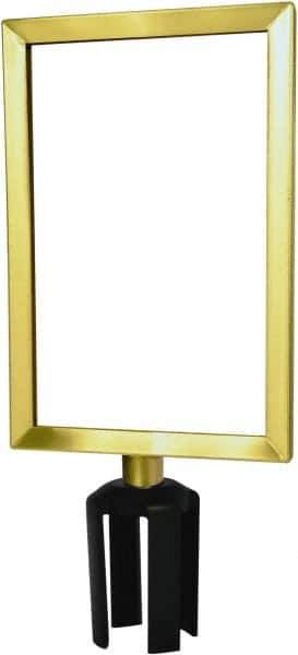 Tensator - 11-1/2" High x 11-1/2" Long x 7-1/2" Wide Barrier Sign Frame - Powder Coated Steel, Satin Brass Finish, Satin Brass, Use with Tensabarrier - Industrial Tool & Supply