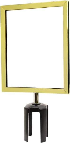 Tensator - 11-1/2" High x 11-1/2" Long x 9" Wide Barrier Sign Frame - Powder Coated Steel, Polished Brass Finish, Polished Brass, Use with Tensabarrier - Industrial Tool & Supply