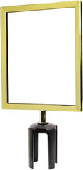 Tensator - 11-1/2" High x 11-1/2" Long x 9" Wide Barrier Sign Frame - Powder Coated Steel, Polished Brass Finish, Polished Brass, Use with Tensabarrier - Industrial Tool & Supply