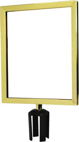 Tensator - 14-1/2" High x 14-1/2" Long x 11-1/2" Wide Barrier Sign Frame - Powder Coated Steel, Polished Brass Finish, Polished Brass, Use with Tensabarrier - Industrial Tool & Supply