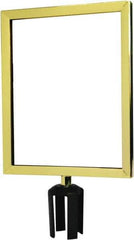 Tensator - 14-1/2" High x 14-1/2" Long x 11-1/2" Wide Barrier Sign Frame - Powder Coated Steel, Polished Brass Finish, Polished Brass, Use with Tensabarrier - Industrial Tool & Supply
