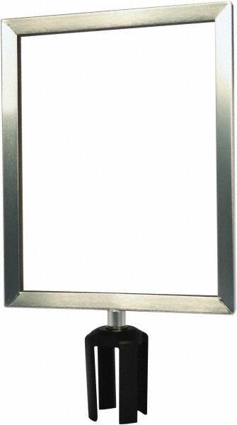Tensator - 14-1/2" High x 14-1/2" Long x 11-1/2" Wide Barrier Sign Frame - Powder Coated Steel, Satin Chrome Finish, Satin Chrome, Use with Tensabarrier - Industrial Tool & Supply