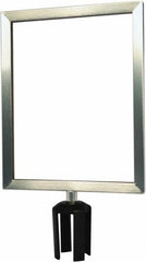 Tensator - 14-1/2" High x 14-1/2" Long x 11-1/2" Wide Barrier Sign Frame - Powder Coated Steel, Satin Chrome Finish, Satin Chrome, Use with Tensabarrier - Industrial Tool & Supply