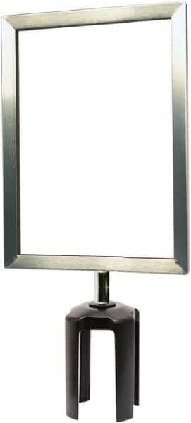 Tensator - 11-1/2" High x 11-1/2" Long x 7-1/2" Wide Barrier Sign Frame - Powder Coated Steel, Satin Chrome Finish, Satin Chrome, Use with Tensabarrier - Industrial Tool & Supply