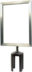 Tensator - 11-1/2" High x 11-1/2" Long x 7-1/2" Wide Barrier Sign Frame - Powder Coated Steel, Satin Chrome Finish, Satin Chrome, Use with Tensabarrier - Industrial Tool & Supply